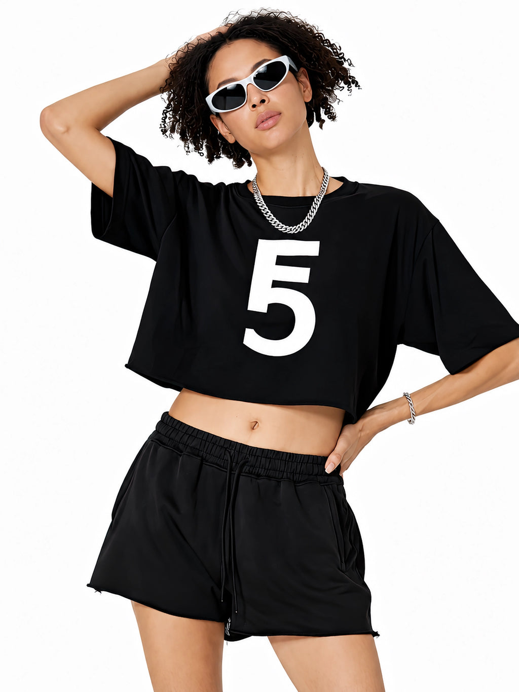 Snow Washed Raw Edge Crop Top | White Logo