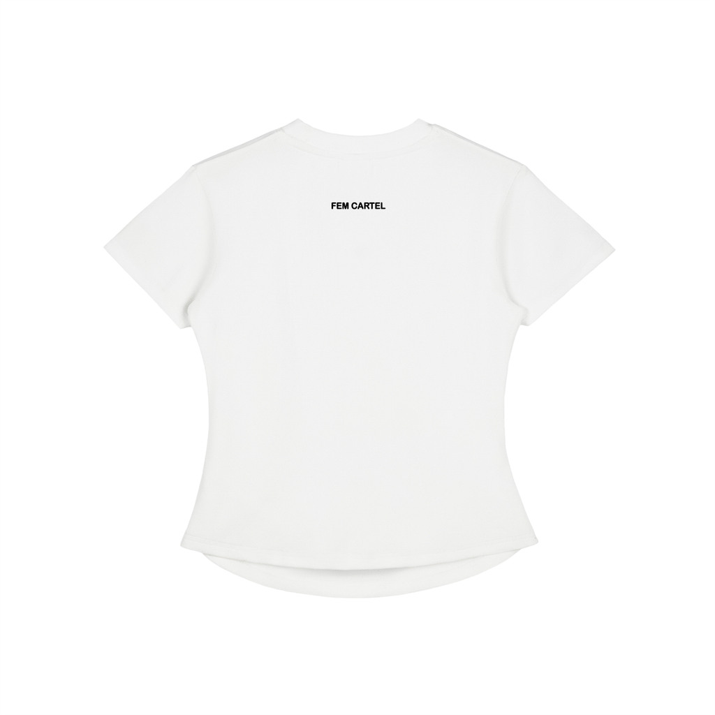 Vintage Washed Bodycon Cotton T-Shirt Script | Black Logo