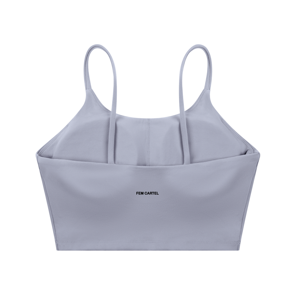 Spaghetti Strap Yoga Sports Bra Script | Black Logo