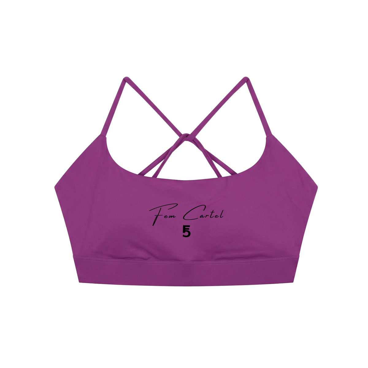 Strappy Criss Cross Yoga Sports Bra Script | Black Logo