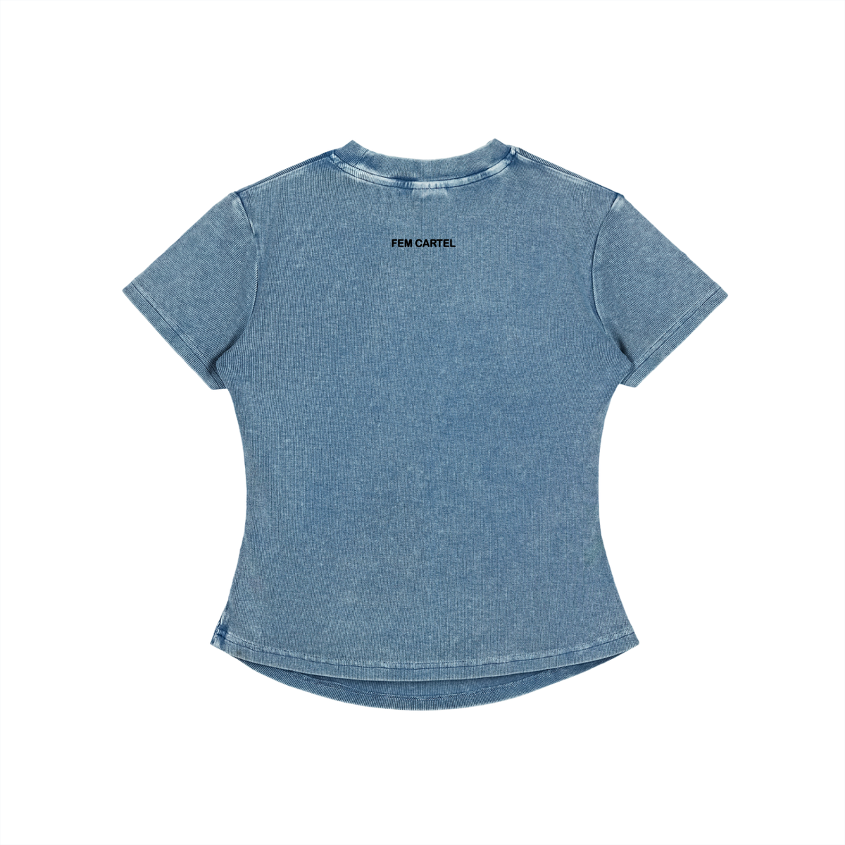 Vintage Washed Bodycon Cotton T-Shirt Script | Black Logo