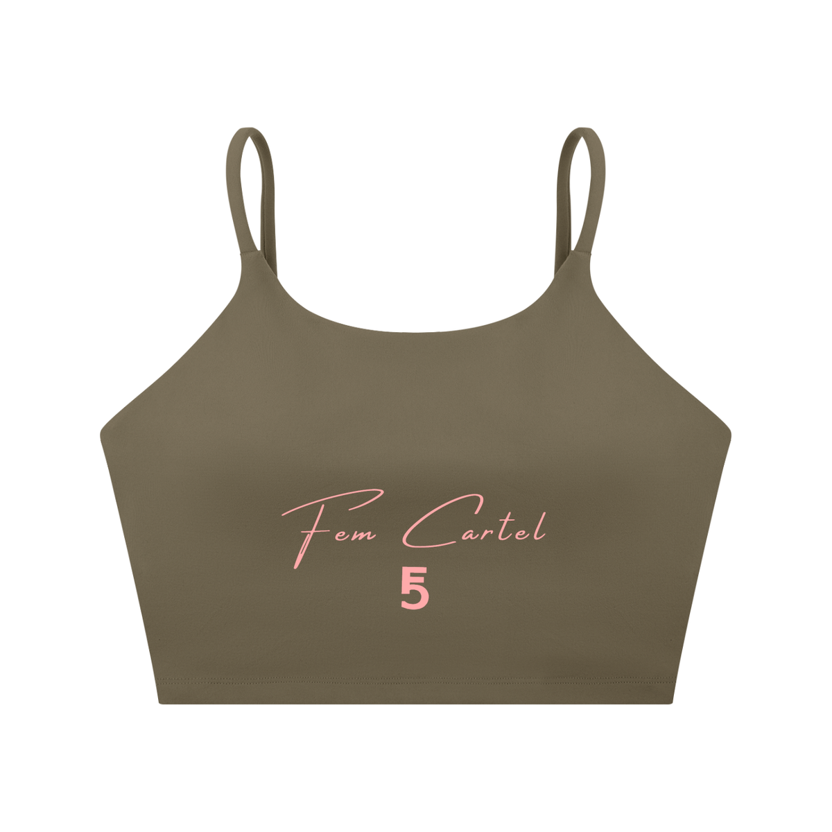 Spaghetti Strap Yoga Sports Bra Script | Pink Logo