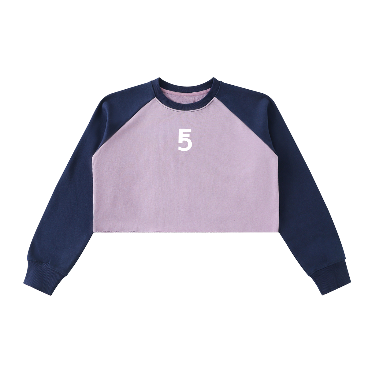 Raw-Hem Color-Block Raglan Crop Sweatshirt | White Logo