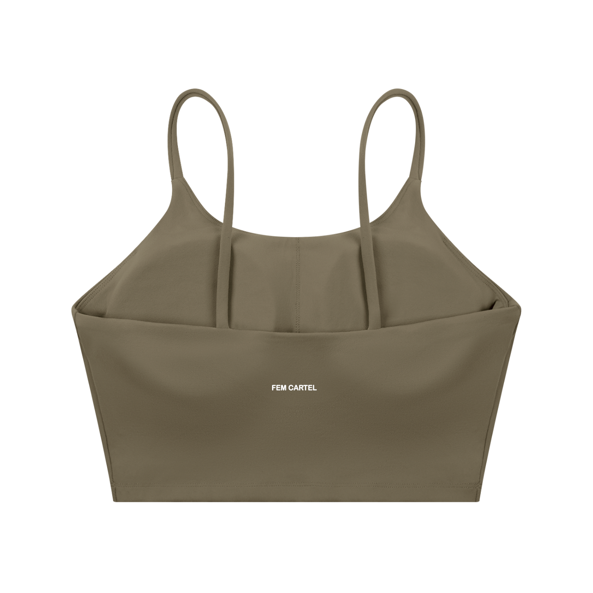 Spaghetti Strap Yoga Sports Bra Script | White Logo