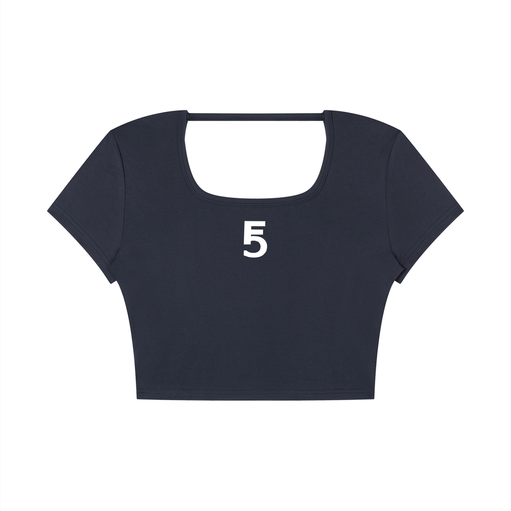Square Neck Crop T-Shirt Icon | White Logo
