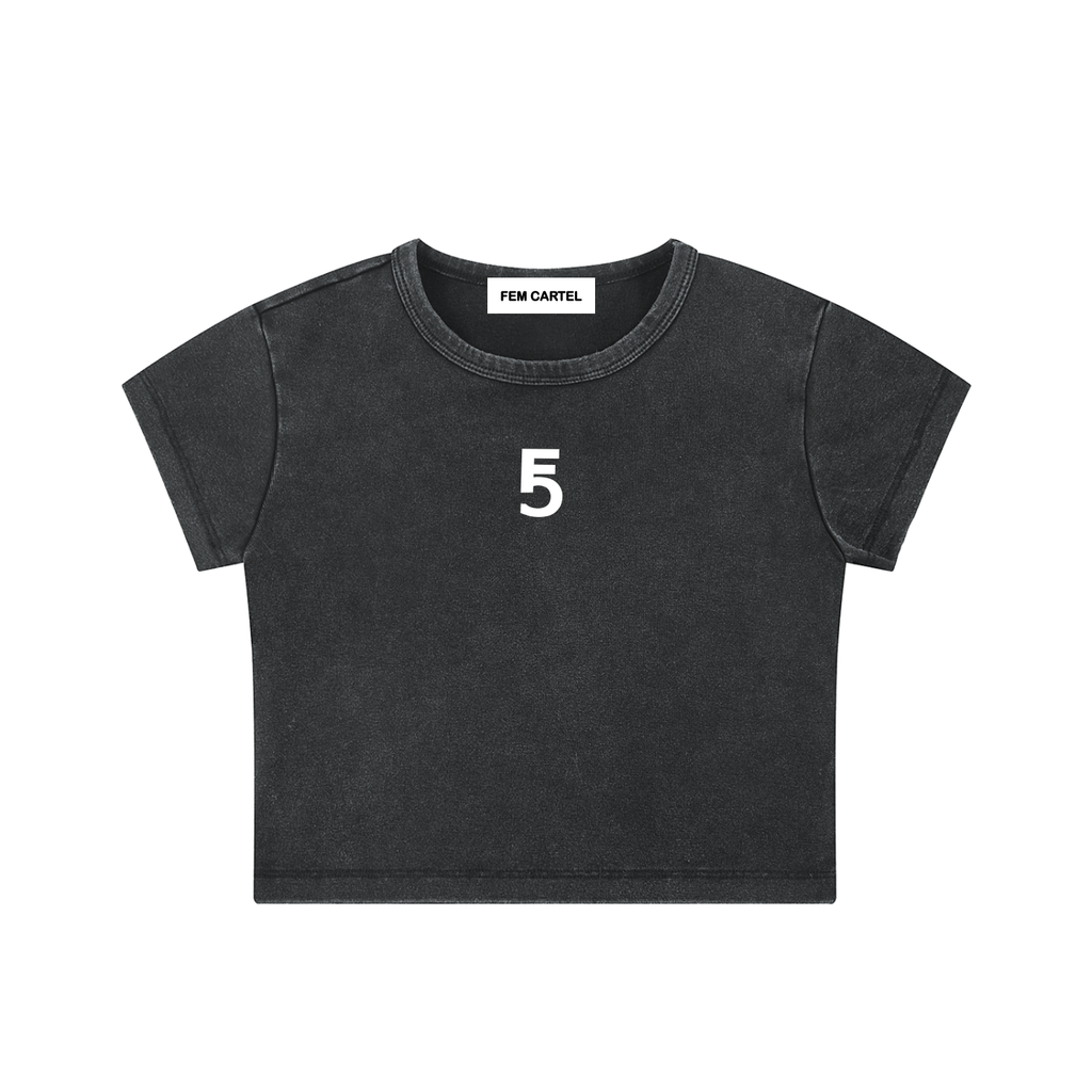 Snow Washed Crop Top Icon | White Logo