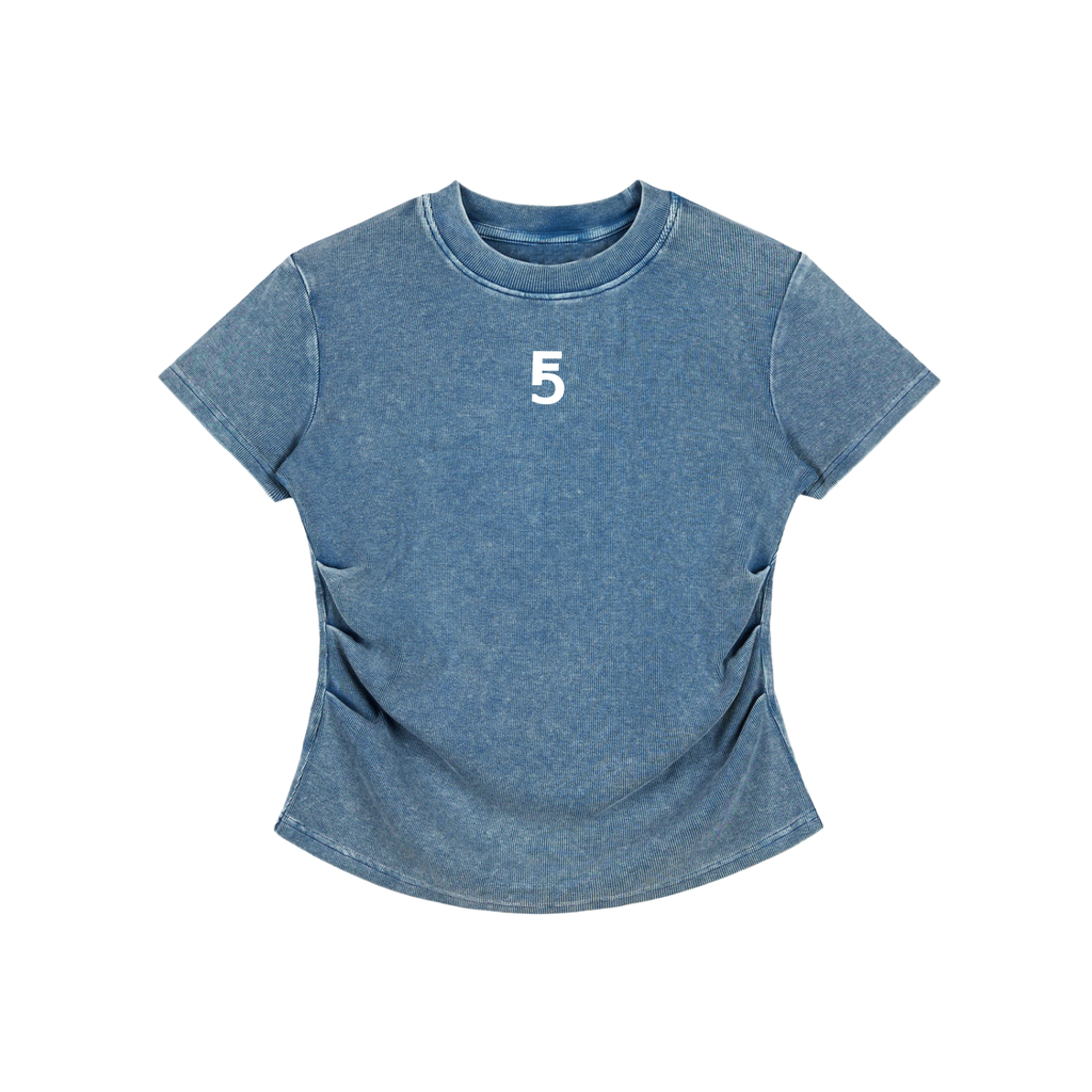 Vintage Washed Bodycon Cotton T-Shirt Icon | White Logo