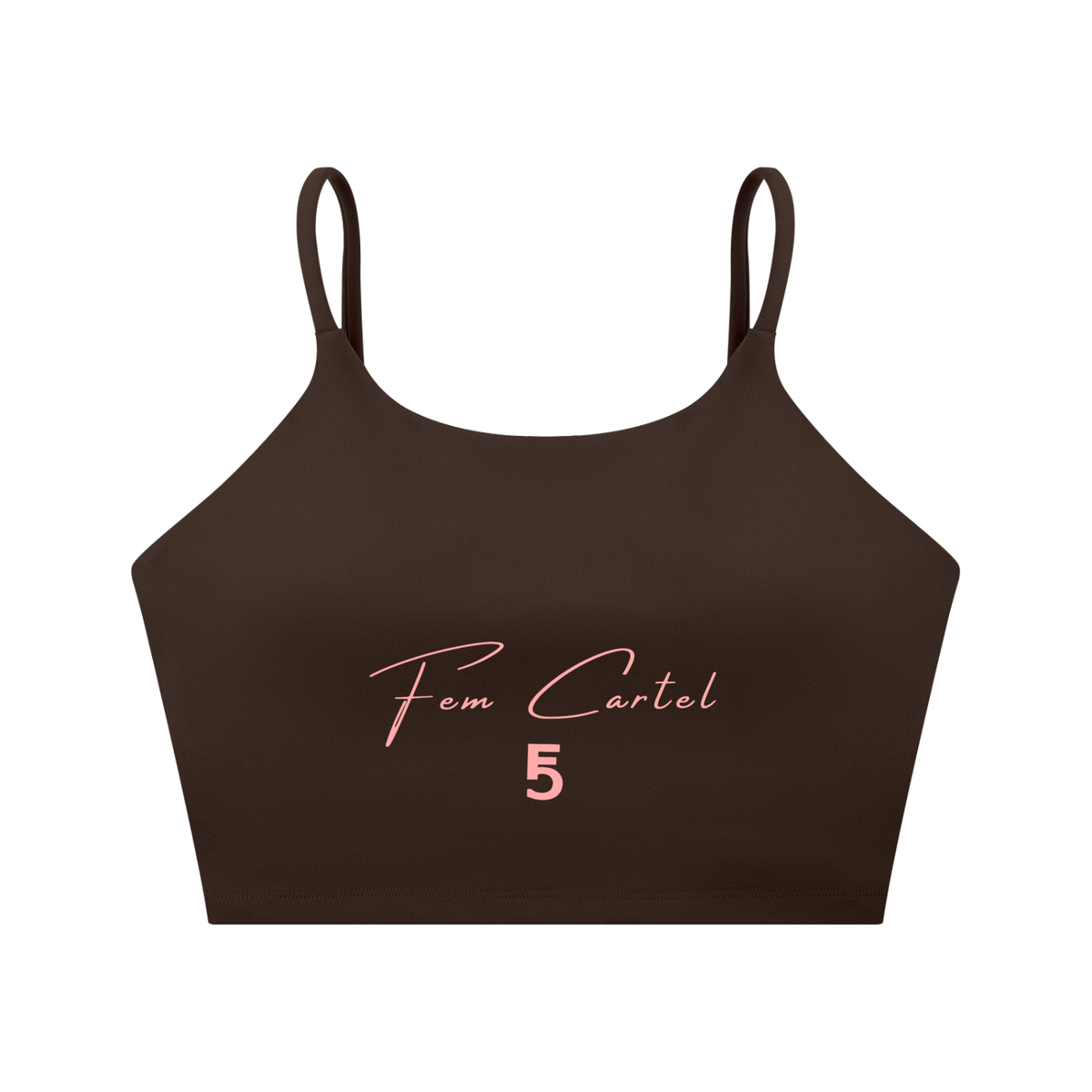 Spaghetti Strap Yoga Sports Bra Script | Pink Logo