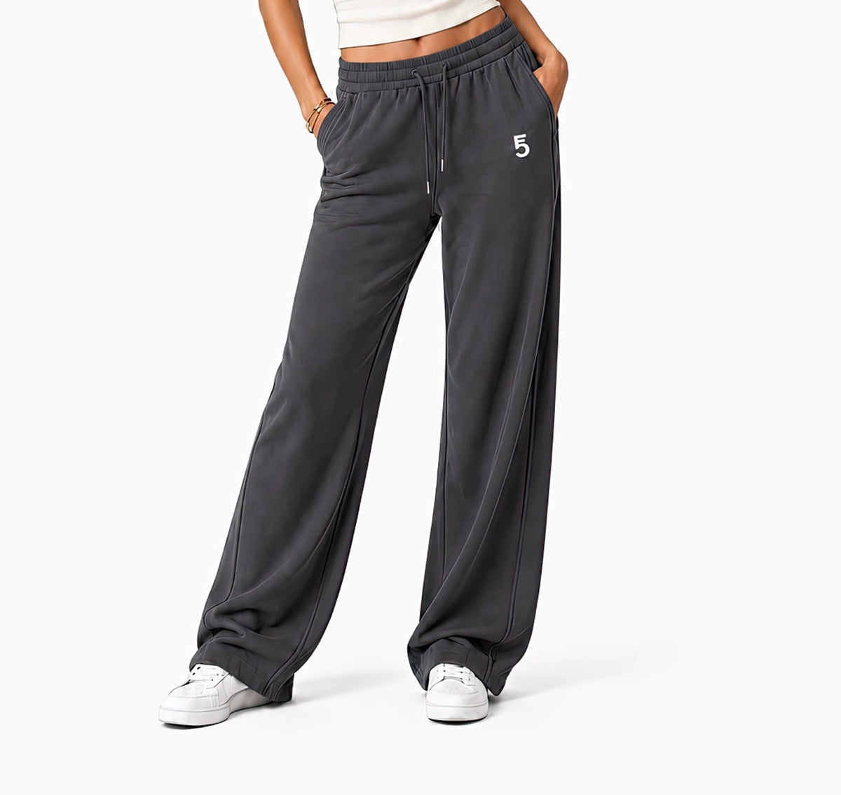Drawstring Straight-Leg Sweatpants Icon | White Logo
