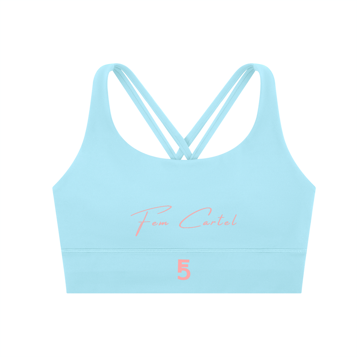 Strappy Criss-Cross Sports Bra | Pink Logo