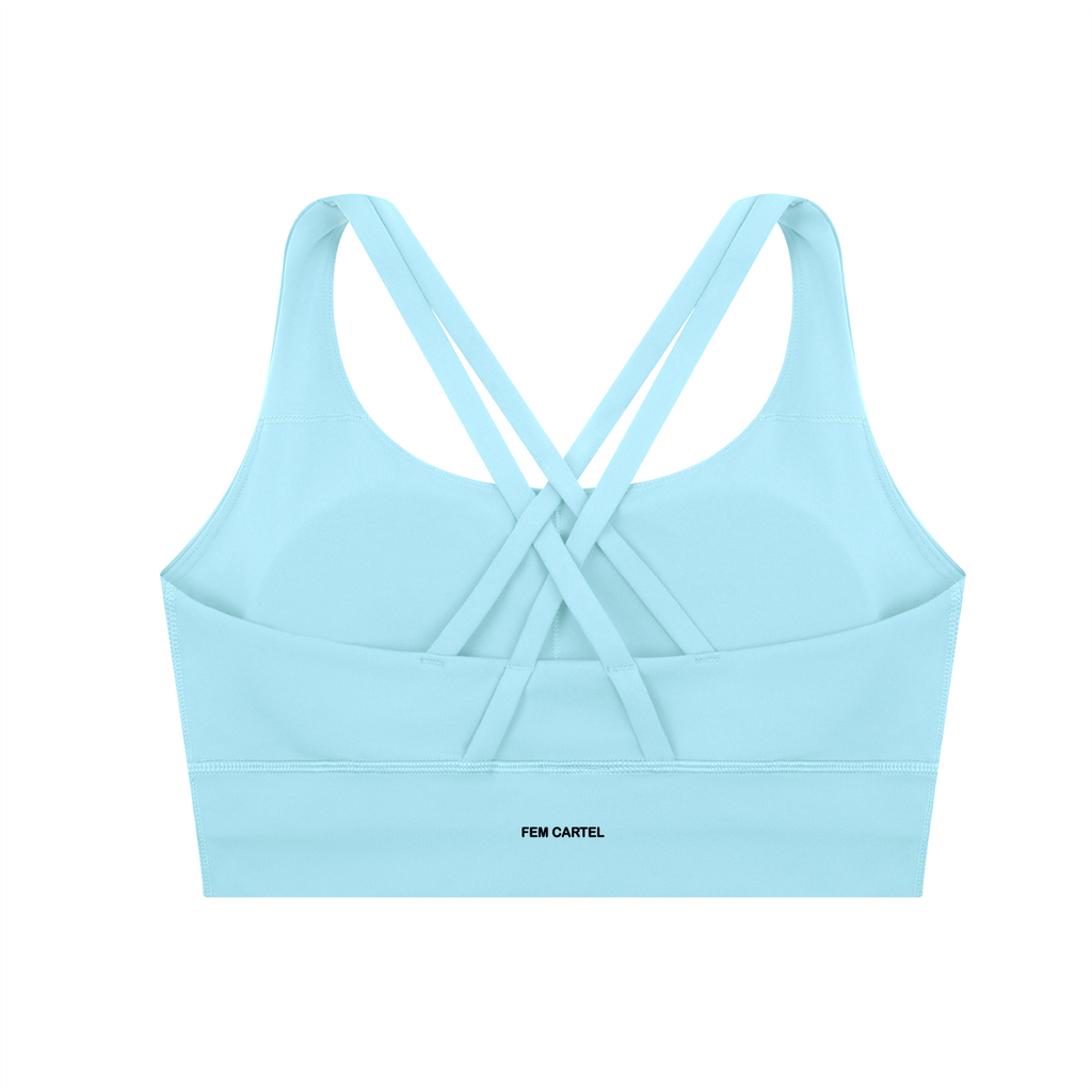 Strappy Criss-Cross Sports Bra | Black Logo