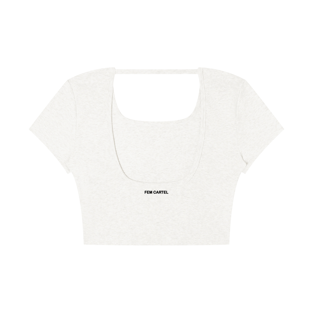 Square Neck Crop T-Shirt Icon | Black Logo