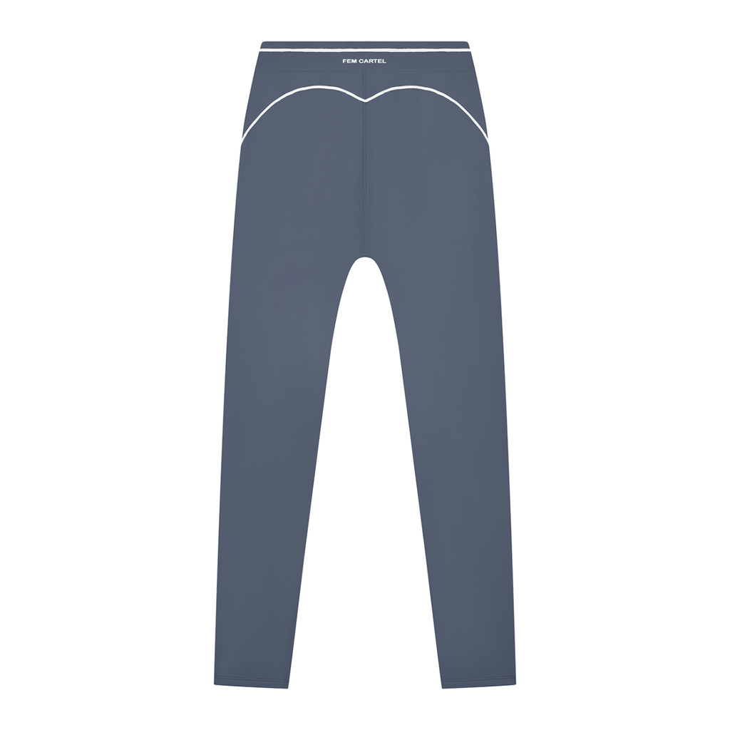 High Rise Topstitching Leggings | White Logo