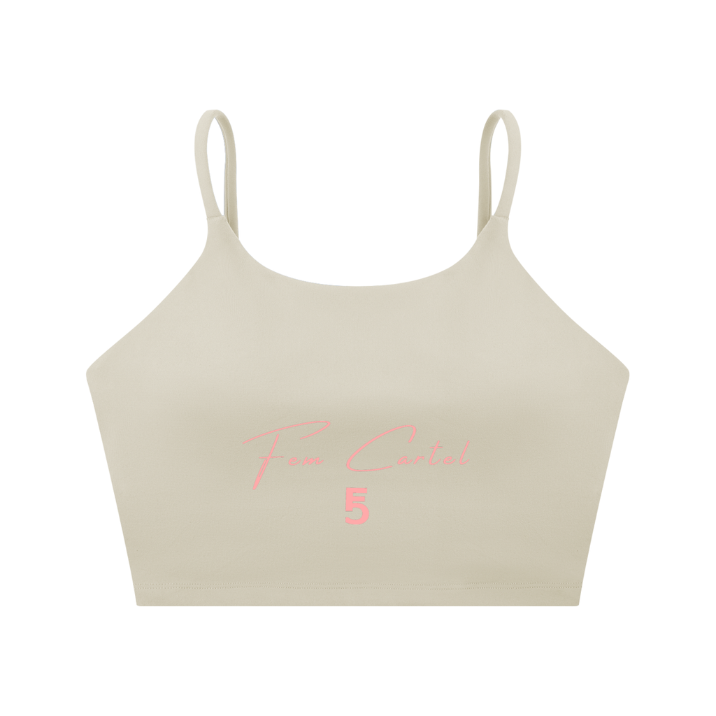 Spaghetti Strap Yoga Sports Bra Script | Pink Logo