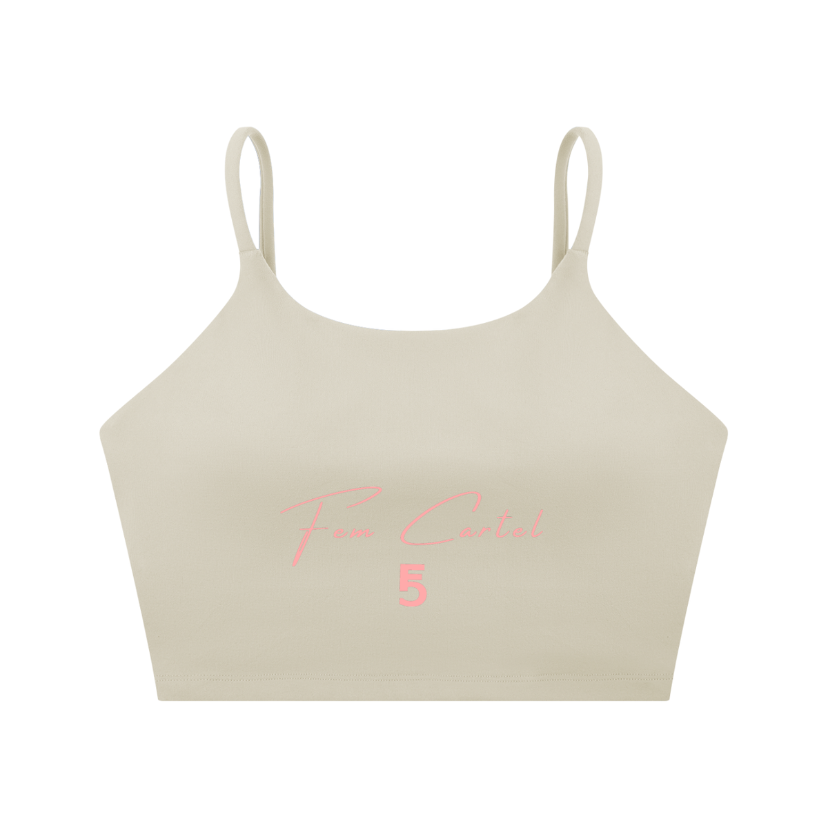 Spaghetti Strap Yoga Sports Bra Script | Pink Logo