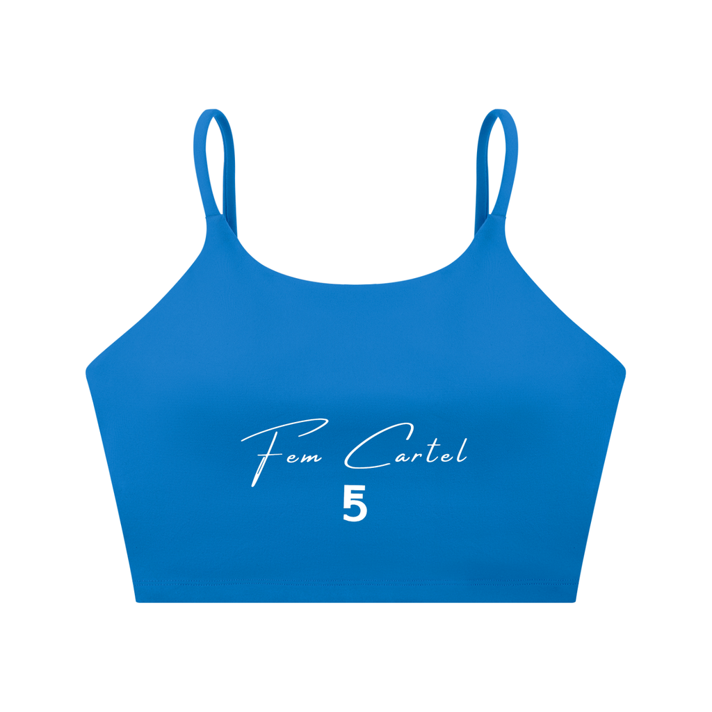 Spaghetti Strap Yoga Sports Bra Script | White Logo