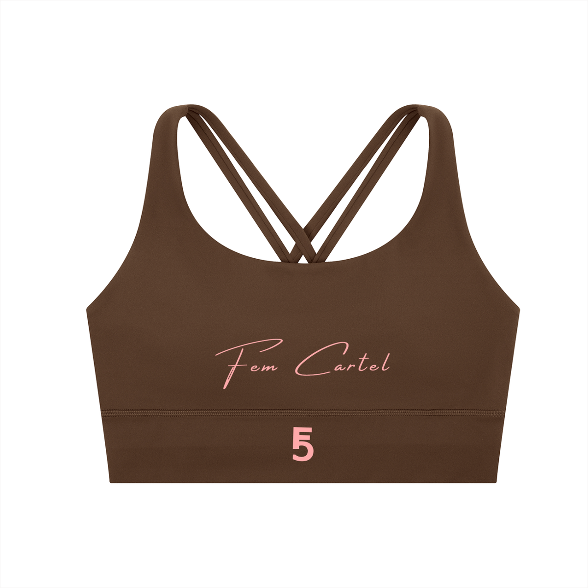Strappy Criss-Cross Sports Bra | Pink Logo