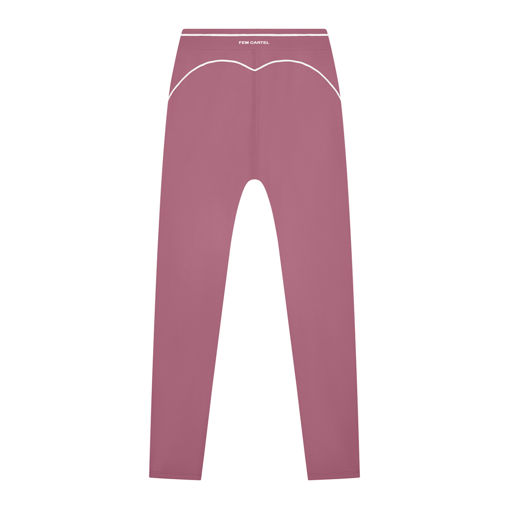 High Rise Topstitching Leggings | White Logo