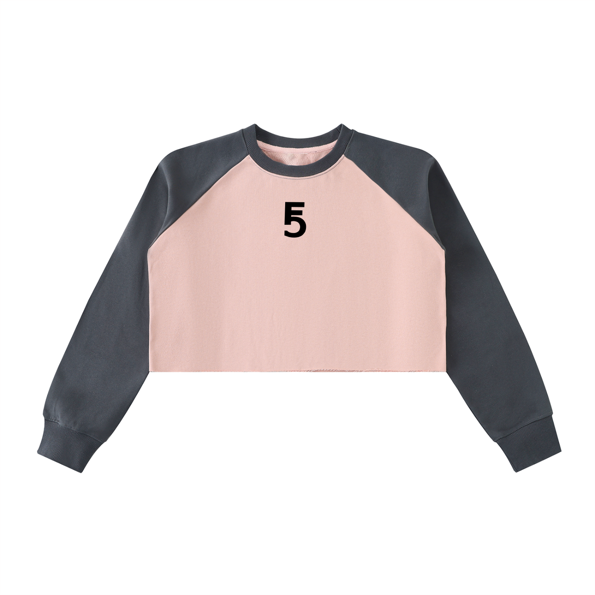Raw-Hem Color-Block Raglan Crop Sweatshirt | Black Logo