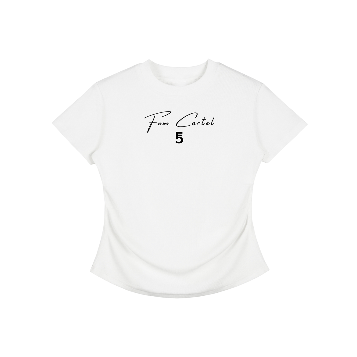 Vintage Washed Bodycon Cotton T-Shirt Script | Black Logo