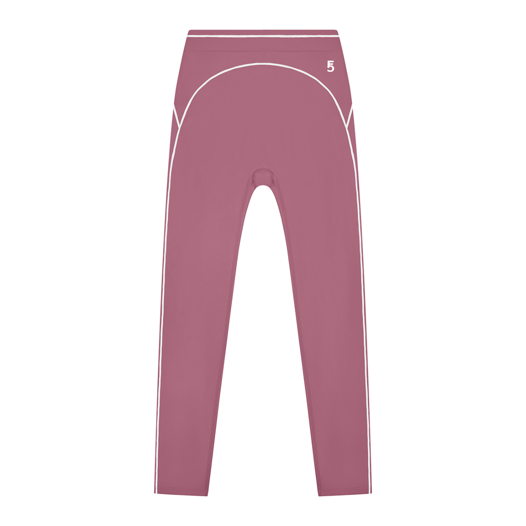 High Rise Topstitching Leggings | White Logo