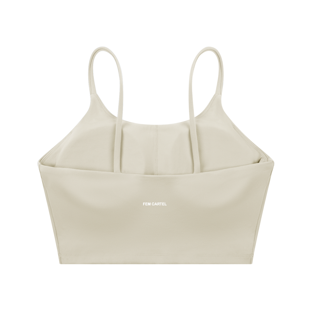 Spaghetti Strap Yoga Sports Bra Icon | White Logo