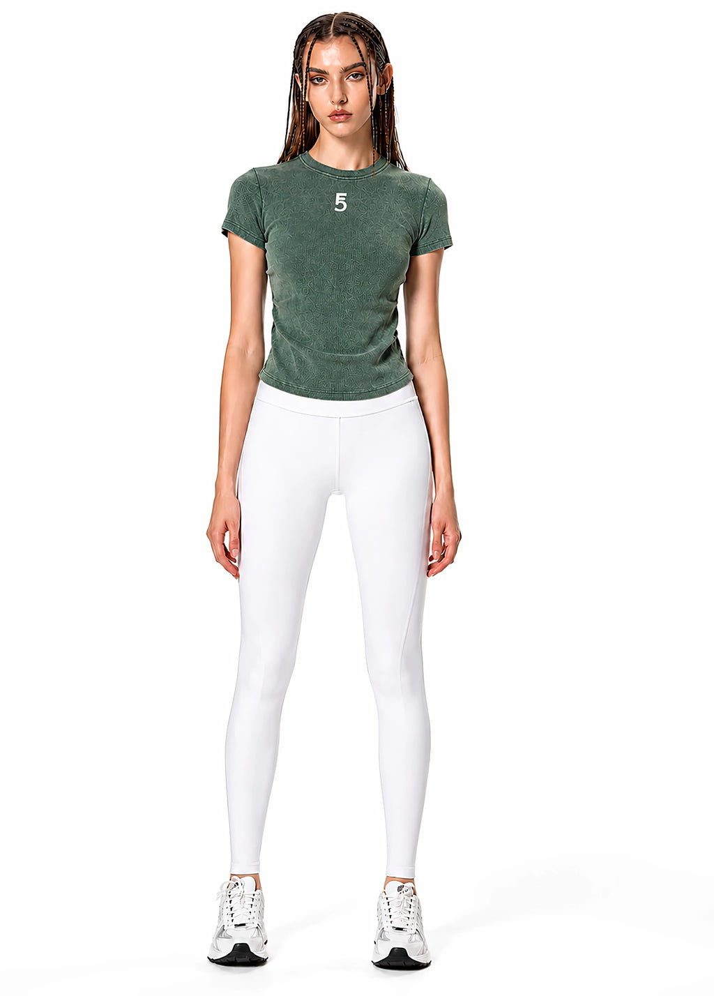 Vintage Washed Bodycon Cotton T-Shirt Icon | White Logo