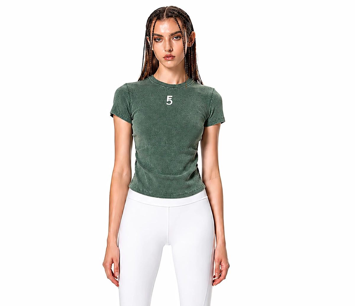 Vintage Washed Bodycon Cotton T-Shirt Icon | White Logo