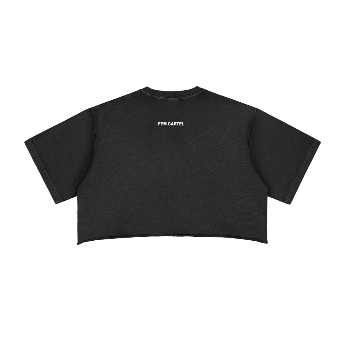 Snow Washed Raw Edge Crop Top | White Logo