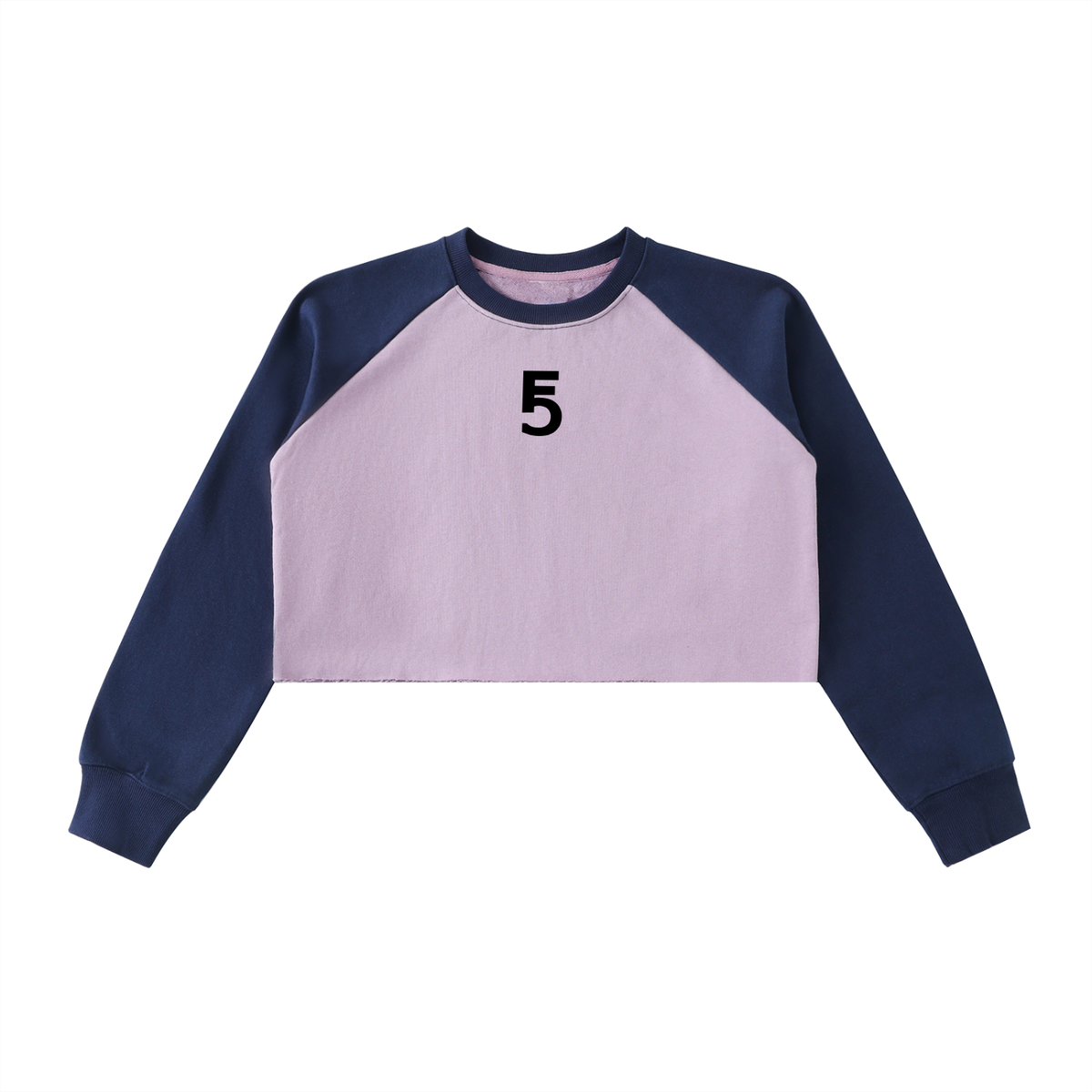 Raw-Hem Color-Block Raglan Crop Sweatshirt | Black Logo