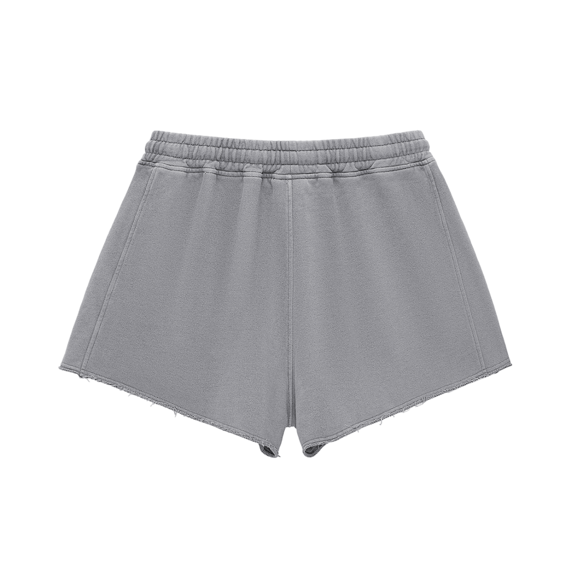 Snow Washed Raw Edge Drawstring Shorts | White Logo