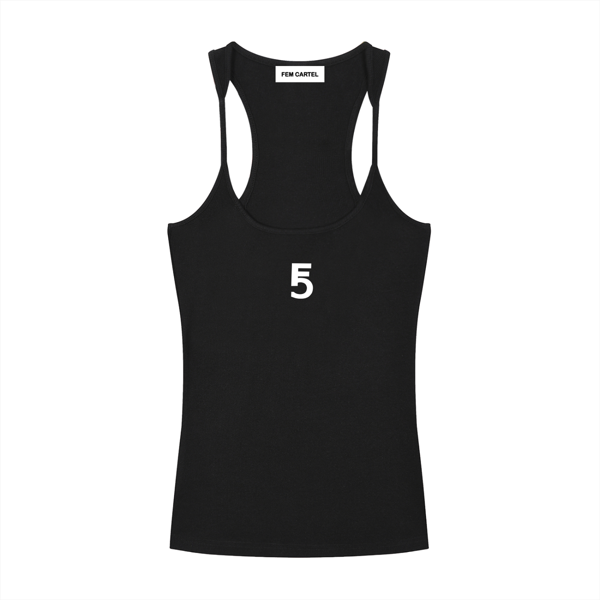 Slim Fit Ribbed Racerback Tank Top | White Logo