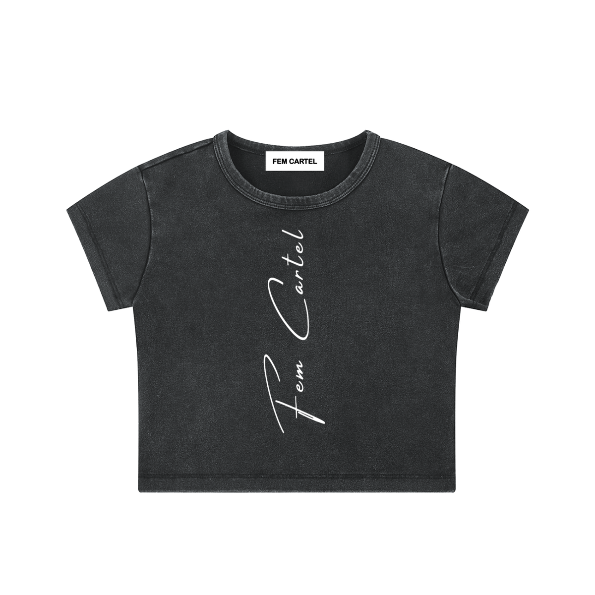 Snow Washed Crop Top Vertical  | White Logo