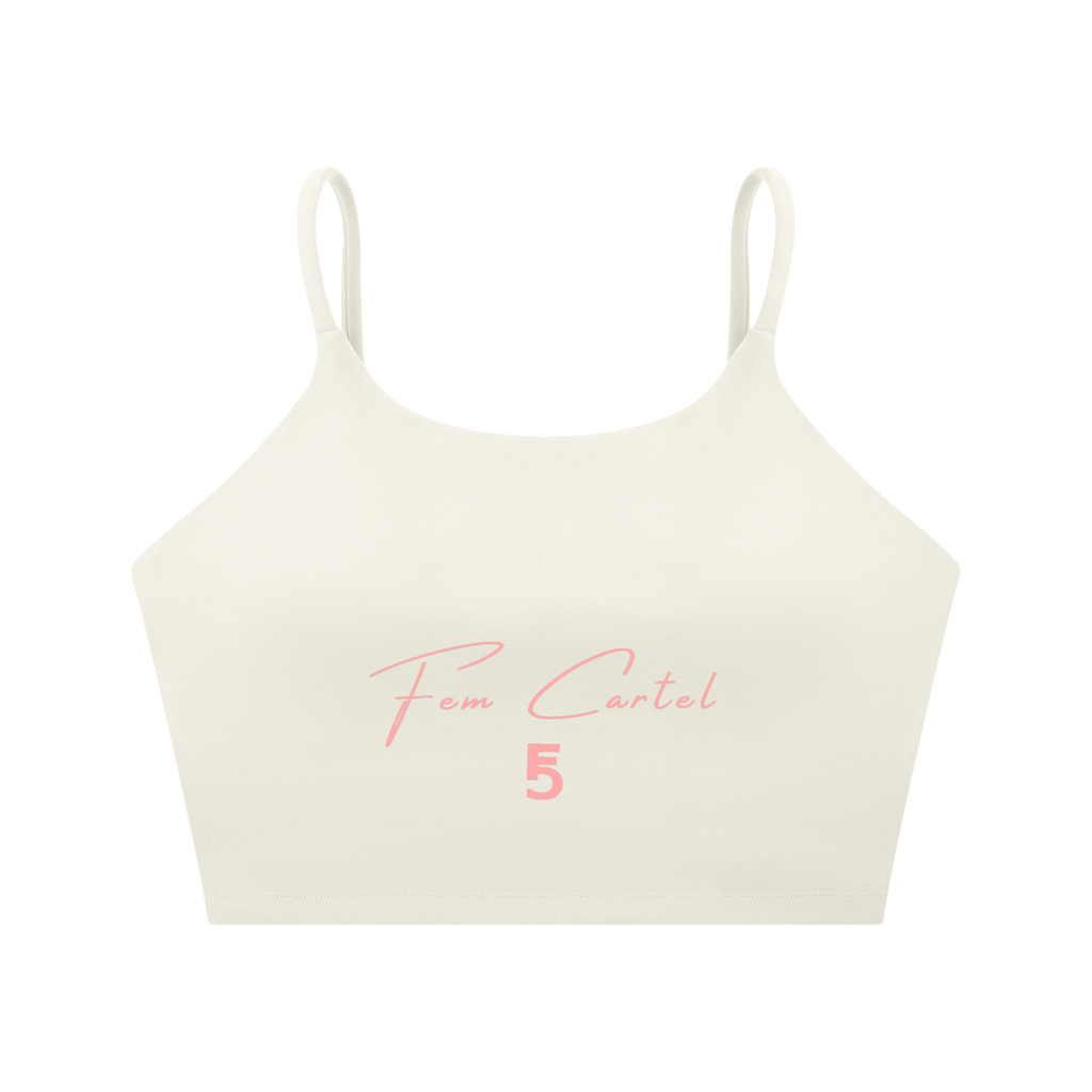 Spaghetti Strap Yoga Sports Bra Script | Pink Logo