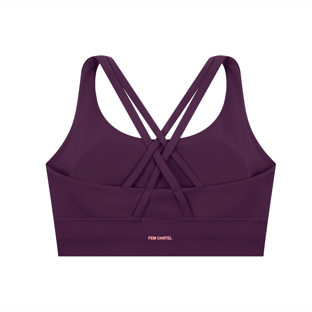 Strappy Criss-Cross Sports Bra | Pink Logo