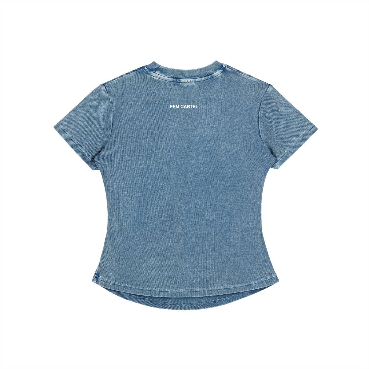 Vintage Washed Bodycon Cotton T-Shirt Script | White Logo