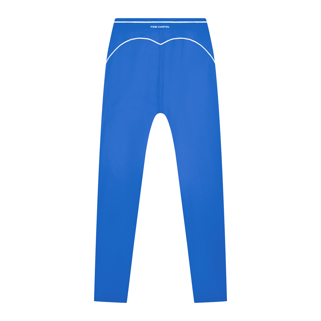 High Rise Topstitching Leggings | White Logo