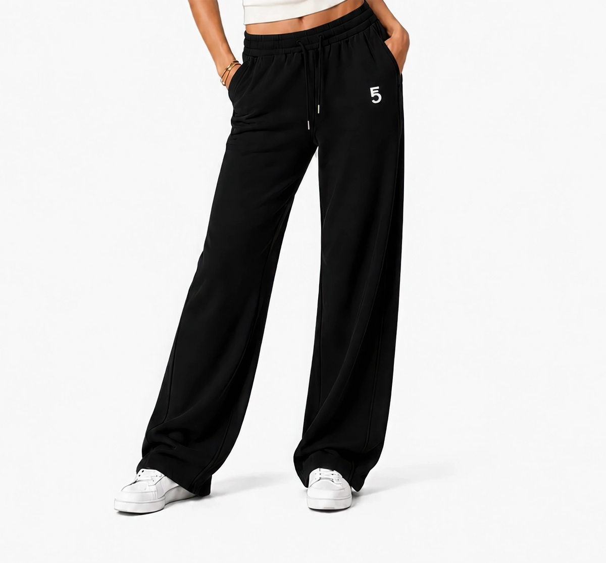 Drawstring Straight-Leg Sweatpants Icon | White Logo