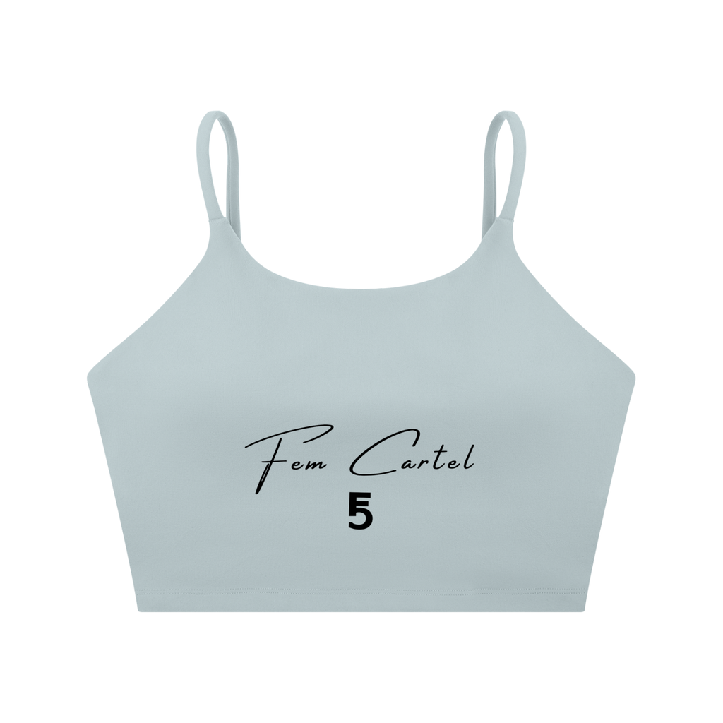 Spaghetti Strap Yoga Sports Bra Script | Black Logo