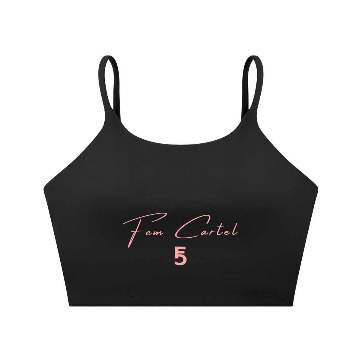 Spaghetti Strap Yoga Sports Bra Script | Pink Logo