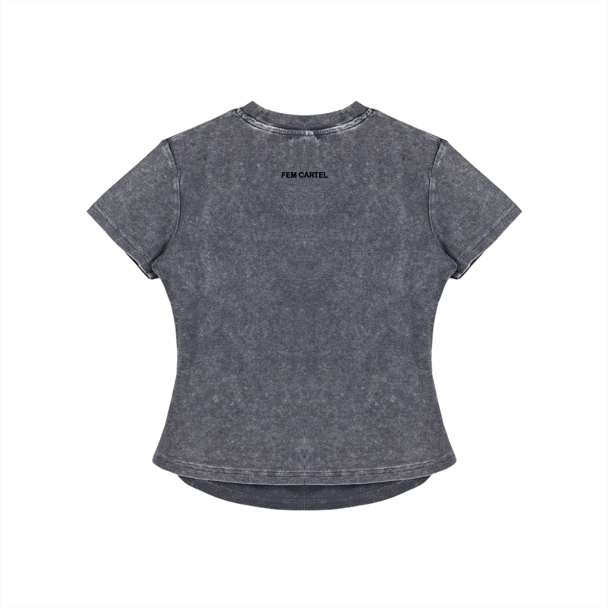 Vintage Washed Bodycon Cotton T-Shirt Script | Black Logo