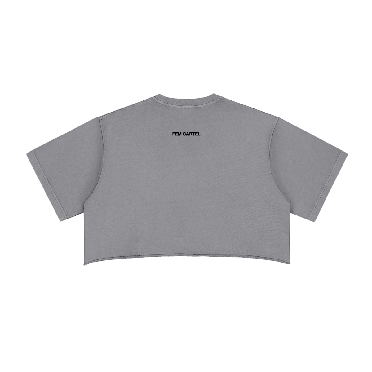 Snow Washed Raw Edge Crop Top Vertical | Black Logo