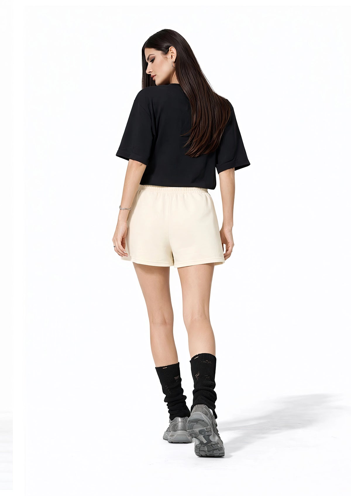 Fleece Drawstring Sweatshorts | White Logo