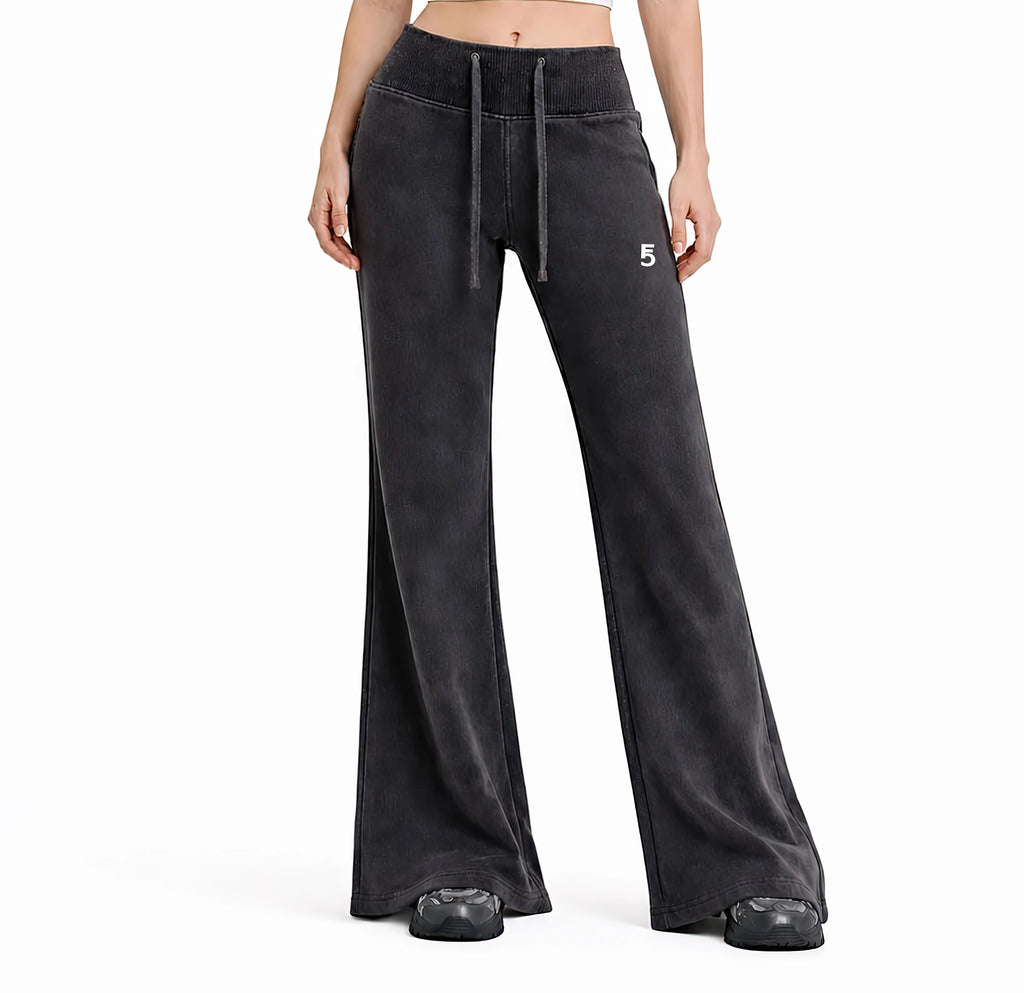 Vintage Washed Flared Fleece Pants | White Logo