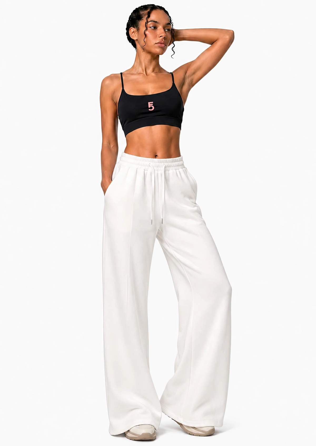 Strappy Criss Cross Yoga Sports Bra Icon | Pink Logo