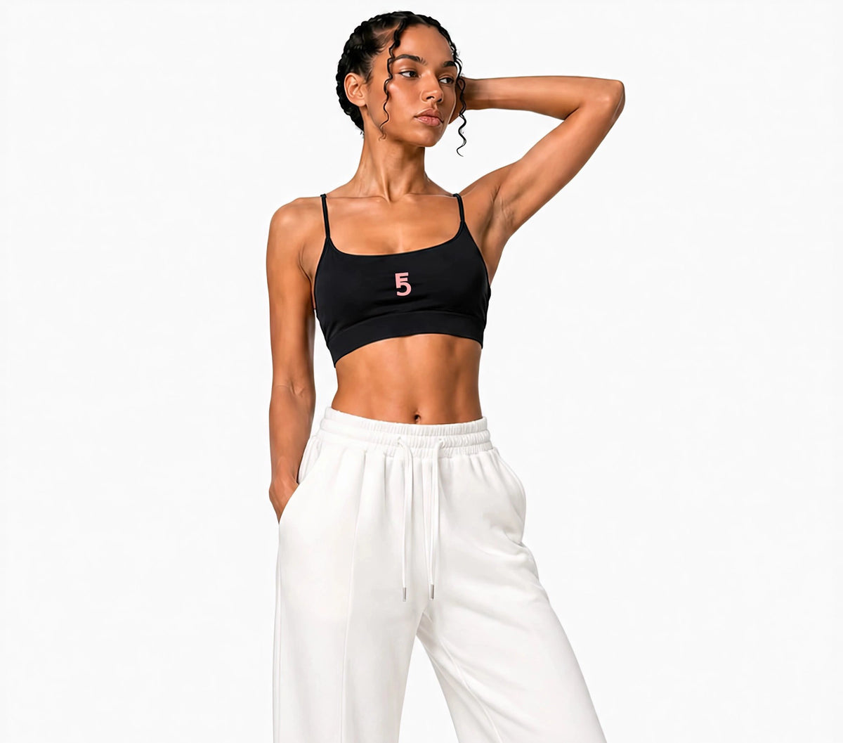 Strappy Criss Cross Yoga Sports Bra Icon | Pink Logo