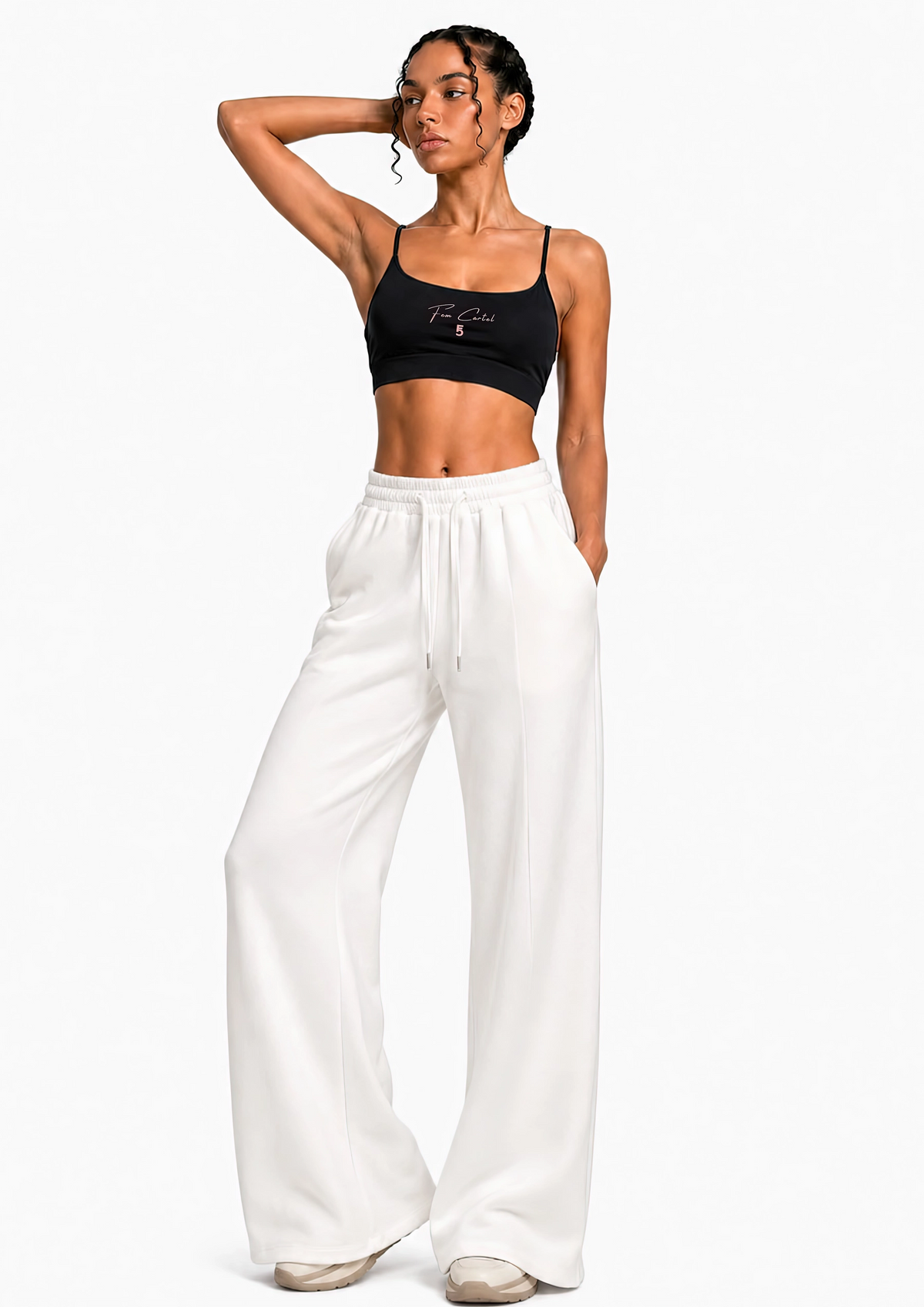 Strappy Criss Cross Yoga Sports Bra Script | Pink Logo