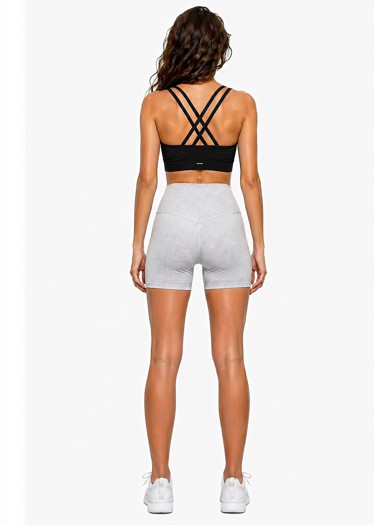 Strappy Criss-Cross Sports Bra | White Logo