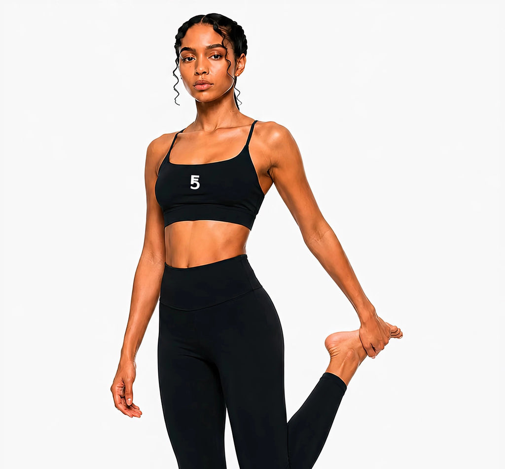 Strappy Criss Cross Yoga Sports Bra Icon| White Logo