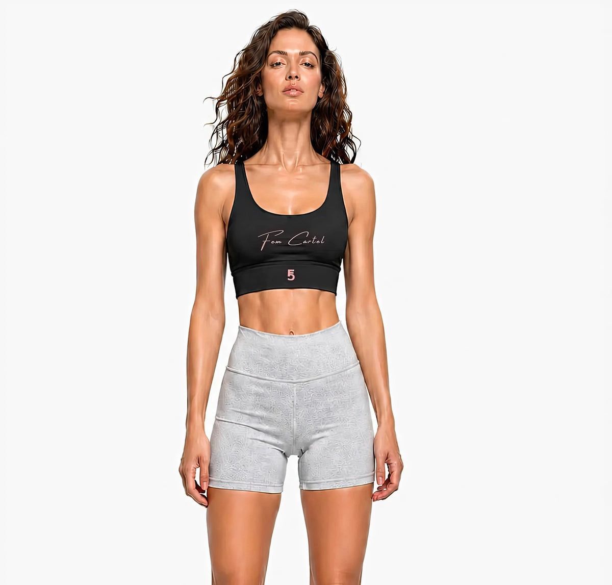 Strappy Criss-Cross Sports Bra | Pink Logo